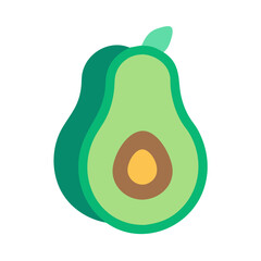 Flat vector illustration of sliced avocado on black background