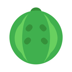Minimalist green watermelon illustration on a black background