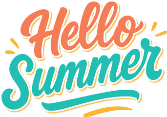 Hello Summer: Bright and Cheerful Handwritten Script Typography Design for Seasonal Greetings and Vacation Themes