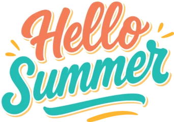 Lichtdoorlatende gordijnen Hello Summer: Bright and Cheerful Handwritten Script Typography Design for Seasonal Greetings and Vacation Themes ©  S u n n y B u n n y