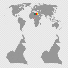 Cameroon Map Set with World Location.