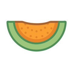 Cartoon cantaloupe slice isolated on black background illustration
