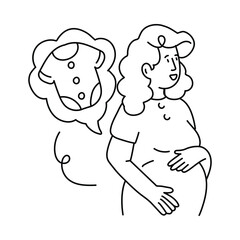 Thinking lady vector outline illustrations. EPS 10 file