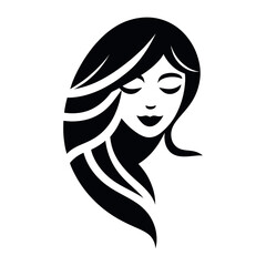 young beautiful woman stylized sillhouette, beauty salon logo template
