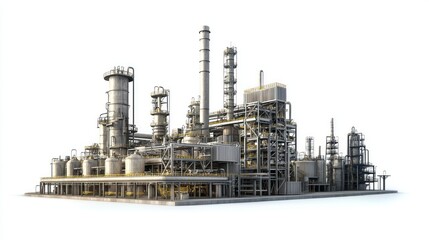 Obraz premium Industrial factory isolated on white background