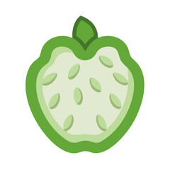 Abstract green fruit section illustration on black background