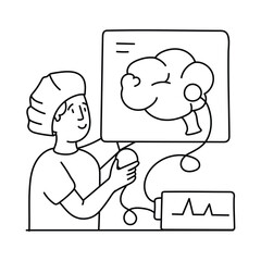 Brain scanner  vector outline illustrations. EPS 10 file