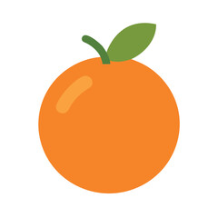 Bright orange fruit icon with leaf on black background