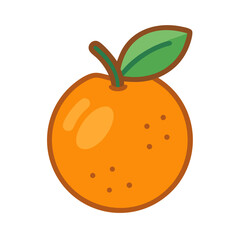 Isolated orange fruit with a leaf on black background