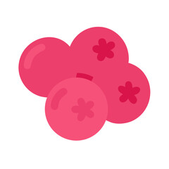 Stylized pink cranberries with floral pattern isolated on black