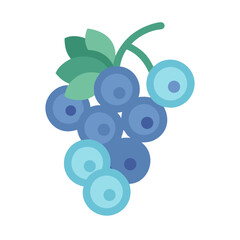 Minimalist blueberry illustration on black background with flat design