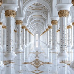 Elegant white hall with golden details