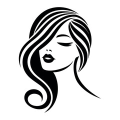Young beautiful woman stylized sillhouette, beauty salon logo template