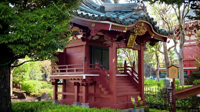 The Zenizuka-Benzaiten Hall at Senso-ji Temple in Tokyo, Japan