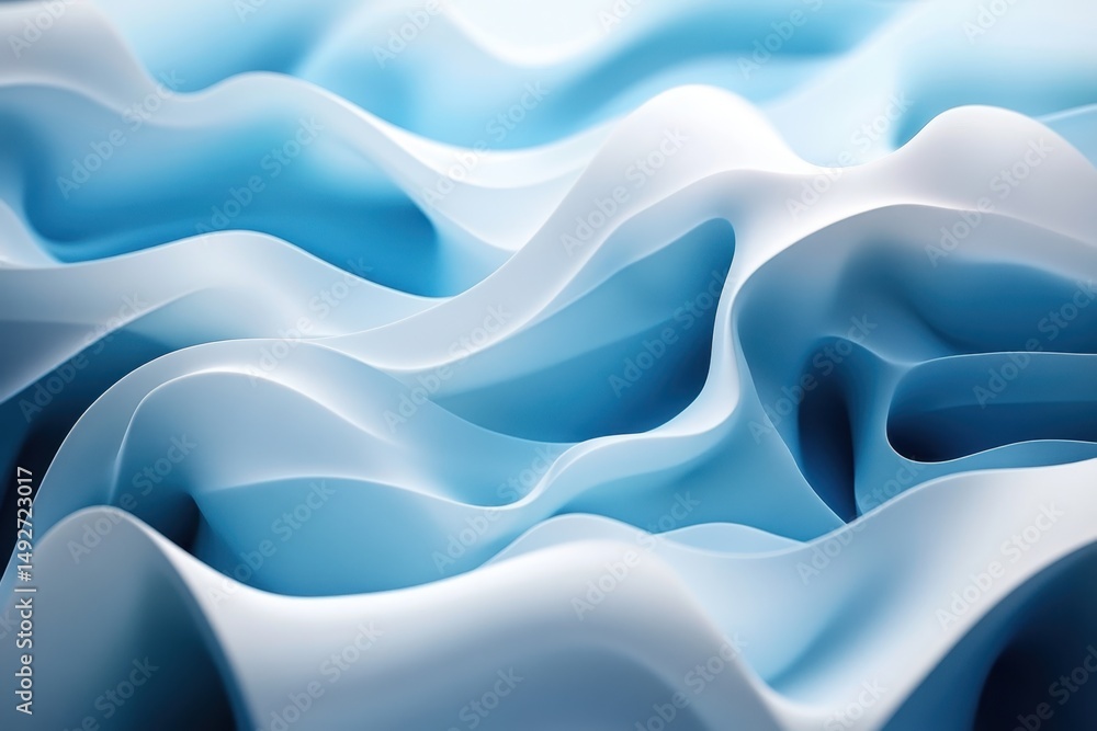 Poster abstract blue and white waves create a smooth, fluid texture. use it as a calm backdrop for your des