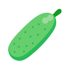 Stylized green cucumber illustration in flat design on black