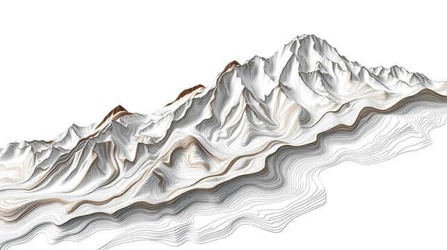 Contours of Topography and Topology. The concept of a conditional geography scheme and the terrain path. Modern design with White background with topographic wavy pattern design. Geographic mountain