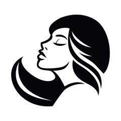 Young beautiful woman stylized sillhouette, beauty salon logo template
