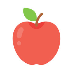 A simple red apple flat illustration on a black background