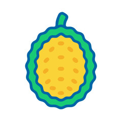 Stylized Durian Fruit Illustration with Bright Colors on Black