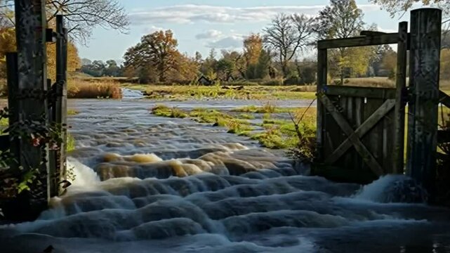 Autumnal Flood: Gate to a River's Overflow