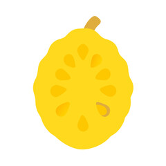 Flat Graphic of Bael Fruit Isolated on Black Background