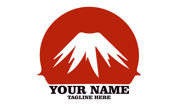Vector logo design element. Mountain, japan nature, minimalist vector silhouette of Mount Fuji and mount fuji logo design