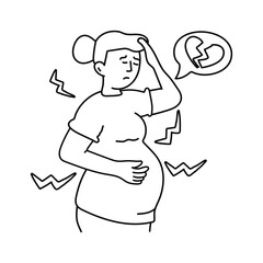 Labor Pain vector outline illustrations. EPS 10 file