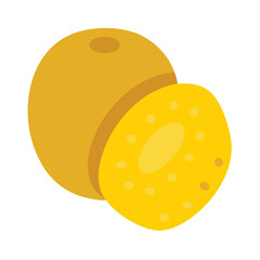 Golden kiwifruit composition on black background, one cut in half