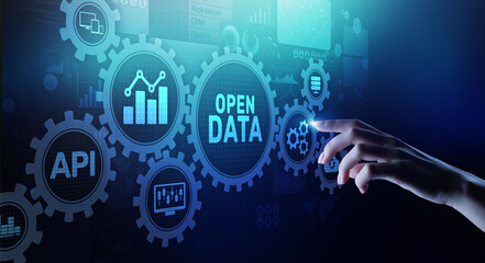 Open data database integration api internet technology concept.