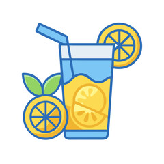 Refreshing lemonade illustration with orange slices and straw