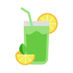 Refreshing green smoothie with lemon on black background