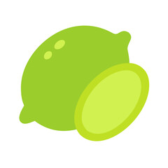 Stylized lime and slice illustration on black background