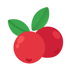 Simple flat illustration of two cranberries on black background