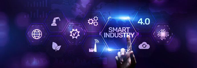 Fototapeta na wymiar Smart industry 4.0 innovation automation manufacturing technology concept.