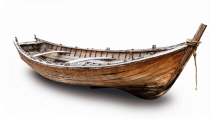 old wooden boat on a white or white background