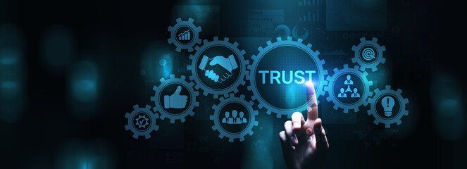 Plakat Trust customer loyalty relationship business concept on virtual screen.