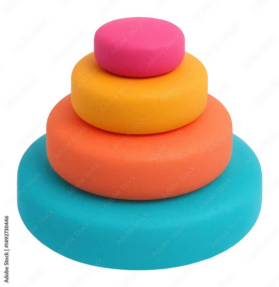 Poster stack of colorful foam circles on transparent background