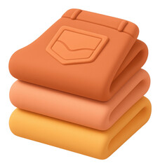 Stack of Folded Pants in Orange Peach and Yellow Hues 3D Render
