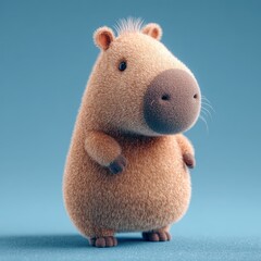 This capybara character features a charming round body and soft fur, highlighted by a textured look