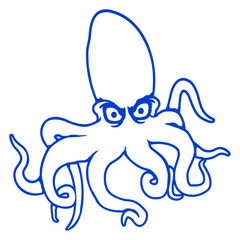Octopus squid cephalopod evil eye dangerous sea Isolated Vector Graphic Design Illustration
