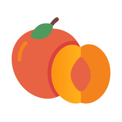 Two cartoon peaches flat icon on black background