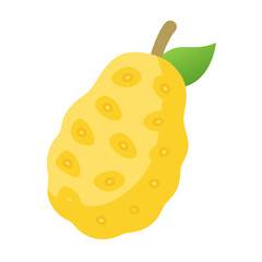 Stylized Yellow Noni Fruit Illustration Against Black Background