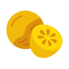 Flat design illustration of two halves of yellow fruit