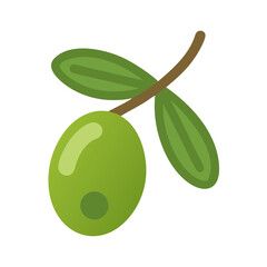 Green Olive Branch Illustration on a Black Background