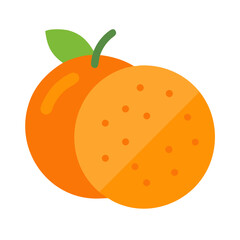 Two vector oranges with a green leaf illustration
