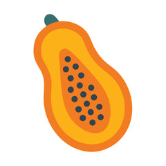 Flat vector icon of a halved papaya fruit