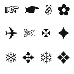 Collection of simple black and white icons and symbols