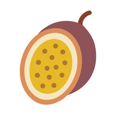 Flat design illustration of sliced passion fruit on black