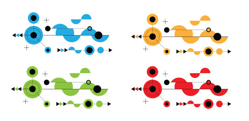 Abstract Line Art Design with Lines Circles and Semi Circle Geometric Figures. Graphic design elements and resources vector art